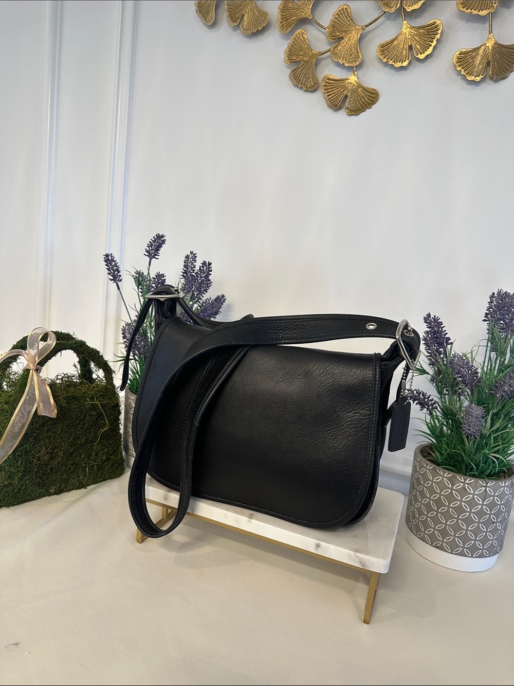 Coach Black Leather Saddle Crossbody Bag